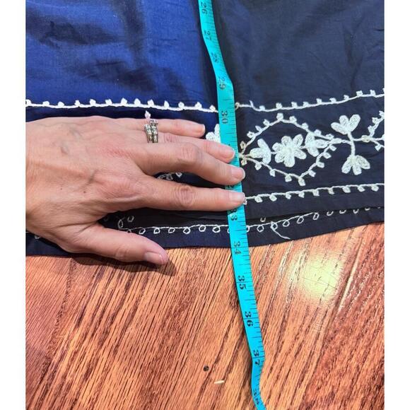 Embroidered Navy Shift Dress Sleeveless Medium Madison Mathews Sundress - Picture 6 of 6